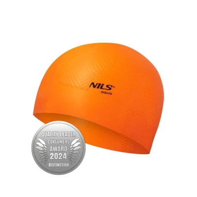 Nils Aqua NQC Dots oranžová silikonová koupací čepice