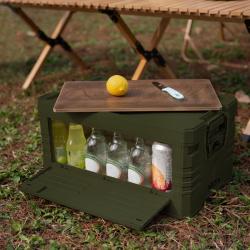 Nils Skládací box Camp NCB4002 2v1 s víkem a dřevěnou deskou 32L zelený