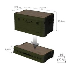 Nils Skladací box Camp NCB4002 2v1 s vekom a drevenou doskou 32L zelený