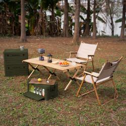 Nils Skladací box Camp NCB4002 2v1 s vekom a drevenou doskou 32L zelený