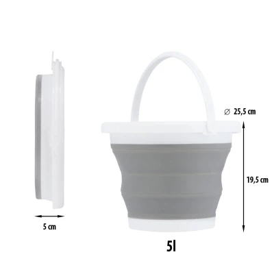 NILS CAMP Skládací kbelík NC1783 šedý 5 l