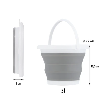 NILS CAMP Skládací kbelík NC1783 šedý 5 l