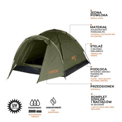 Nils NC6010 Hiker khaki turistický stan