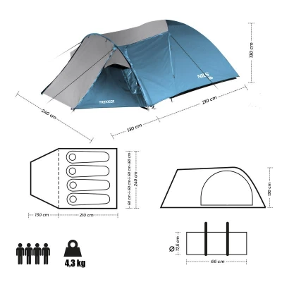 Nils NC6012 Trekker modro-šedý turistický stan