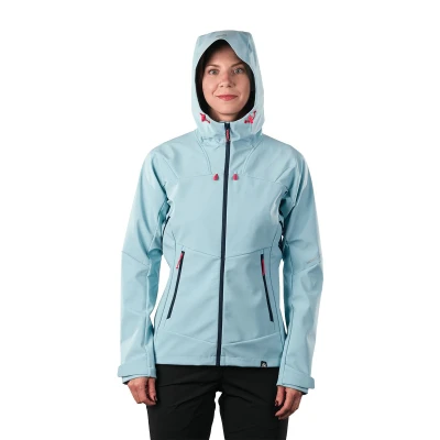 Northfinder DAMARIS-368skyblue dámská turistická softshellová bunda s kapucí