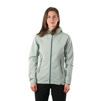 Northfinder DESTINEY-333lightgreen dámská turistická softshellová bunda s kapucí
