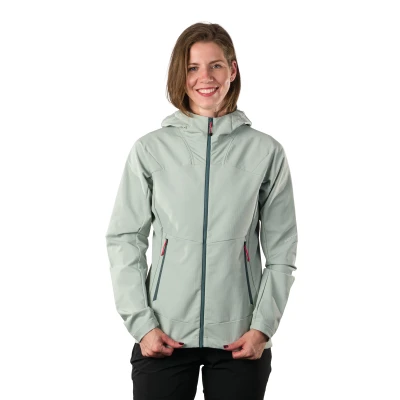 Northfinder DESTINEY-333lightgreen dámská turistická softshellová bunda s kapucí