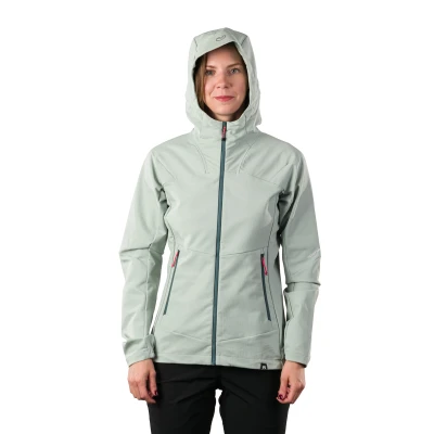 Northfinder DESTINEY-333lightgreen dámská turistická softshellová bunda s kapucí