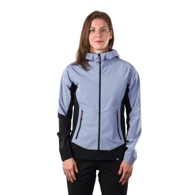 Northfinder JAYLYN-665lavendergreyblack dámská turistická softshellová bunda s kapucí