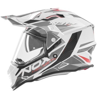 NOX N312 Track bílo-červená enduro helma na motorku