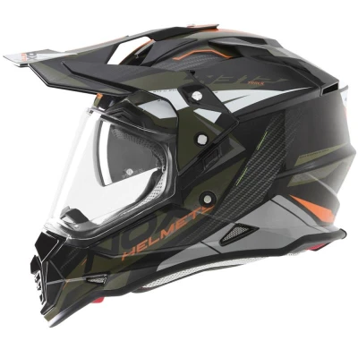NOX N312 Track khaki-oranžová enduro helma na motorku
