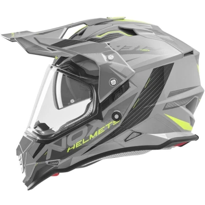 NOX N312 Track šedo-fluo žlutá enduro helma na motorku