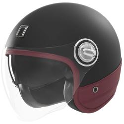 NOX Otevřená helma PREMIUM Heritage matná černá s červenou kůží XS + sleva 300,- na příslušenství