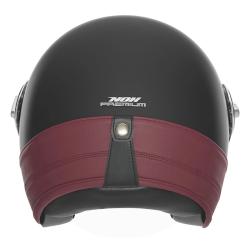 NOX Otvorená prilba PREMIUM Heritage matná čierna s červenou kožou XS + zľava 300,- na príslušenstvo
