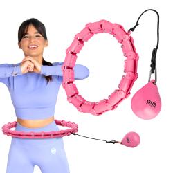 ONE FITNESS Masážní hula hoop OHA02 se závažím růžová