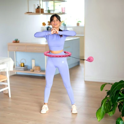 ONE FITNESS Masážní hula hoop OHA02 se závažím růžová