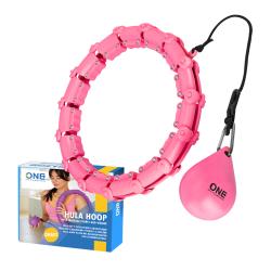 ONE FITNESS Masážní hula hoop OHA02 se závažím růžová