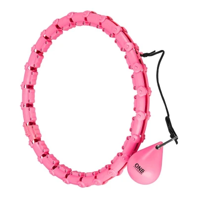 ONE FITNESS Masážní hula hoop OHA02 se závažím růžová