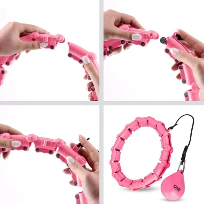 ONE FITNESS Masážní hula hoop OHA02 se závažím růžová (VÝPRODEJ)