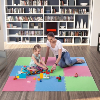 ONE FITNESS Ochranná puzzle podložka MP10 zelená-modrá-červená