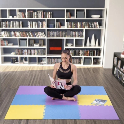 ONE FITNESS Ochranná puzzle podložka MP10 žlutá-modrá-fialová