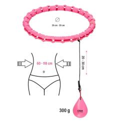 ONE FITNESS Sada masážní hula hoop OHA02 se závažím a zeštíhlujícího pásu BR160 růžová
