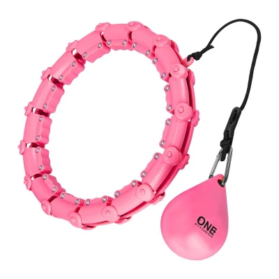 ONE FITNESS Sada masážní hula hoop OHA02 se závažím a zeštíhlujícího pásu BR160 růžová