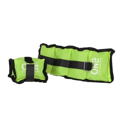 ONE FITNESS Zátěže na zápěstí a kotníky WW02 2 x 1,5 kg zelené