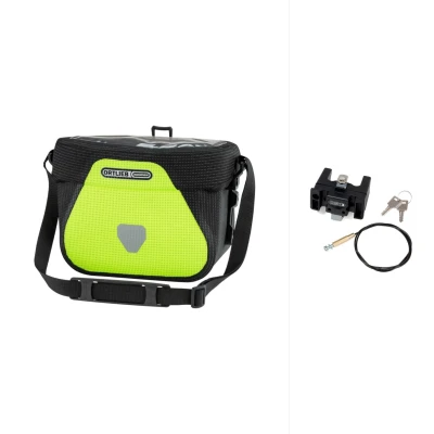 ORTLIEB Ultimate 6M HighVisibility - reflexní řídítková brašna + Mounting Set se zámkem