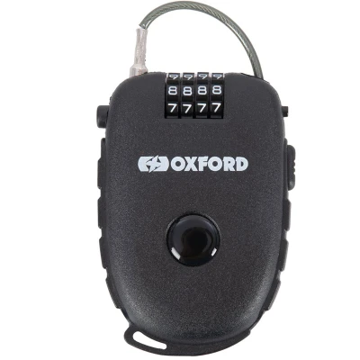OXFORD Retractable Combination Lock černý svinovací lankový zámek na motorku