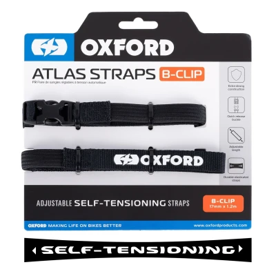 OXFORD Atlas B-Clip černé 17 mm x 1,2 m zavazadlové popruhy, 2 ks