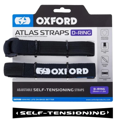 OXFORD Atlas D-Ring černé 26 mm x 1,2 m zavazadlové popruhy 2 ks