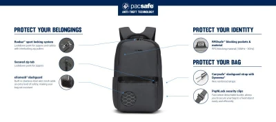 Pacsafe Batoh METROSAFE X 25L BACKPACK black + sleva 500,- na příslušenství