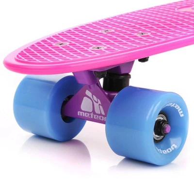 Meteor 56 cm AL truck neonově růžový - modrý Pennyboard