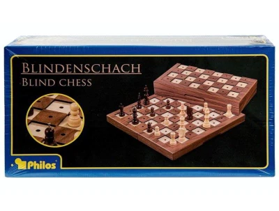Philos Spiele hnědé dřevěné 30 cm šachy pro slabozraké a nevidomé