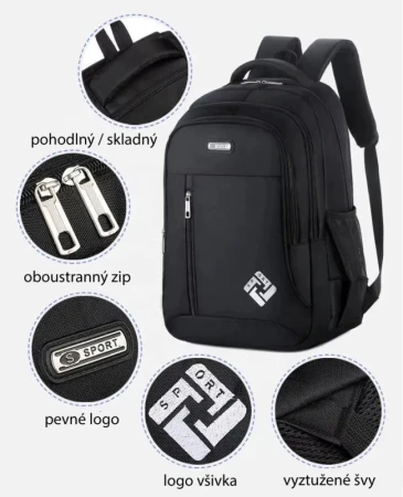 Platinium Batoh s USB portem 30 litrů černý