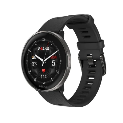 Polar Ignite 3 Titanium černé sportovní hodinky se silikonovým řemínkem