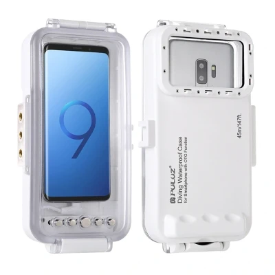 Puluz PU9100W bílé vodotěsné pouzdro na smartphone s USB-C do 45 m