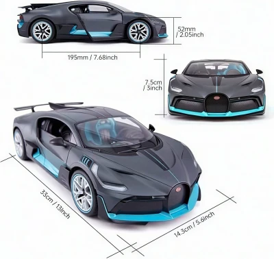 Rastar Bugatti Divo 1:14 šedo-tyrkysové LED RTR 2,4GHz RC auto