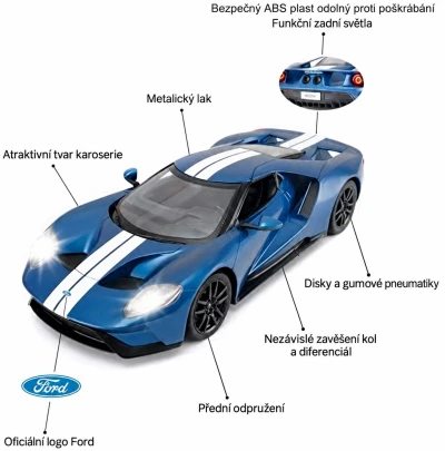 Rastar Ford GT 1:14 modré RC auto