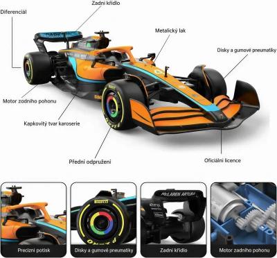 Rastar McLaren F1 MCL36 oranžová 1:18 2,4 GHz RC formule