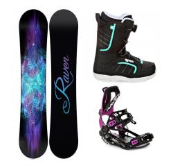 Raven Aura snowboard + Raven Fastec FT360 black/fuchsia vázání + Raven Diva MOZ black/mint boty Raven Aura snowboard + Raven Fastec FT360 black/fuchsia vázání + Raven Diva MOZ black/mint boty
