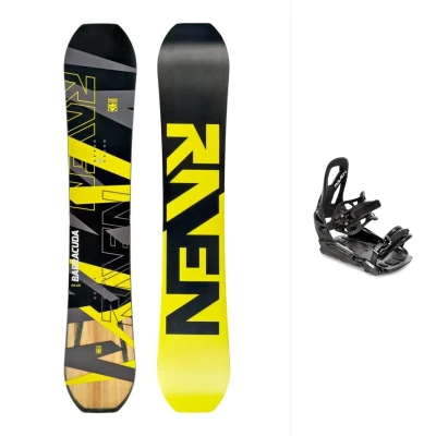 Raven Barracuda Carbon Lime pánský snowboard + Raven S230 Black vázání