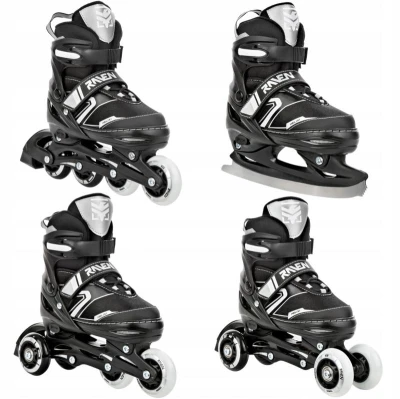 Raven Helixi BLACK/GREY dětské kolečkové brusle 4v1 - svítící kolo Raven Helixi BLACK/GREY dětské kolečkové brusle 4v1 - svítící kolo