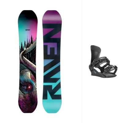 Raven Dahlia Carbon Mint/Pink dámský snowboard + Gravity Fenix black snowboardové vázání