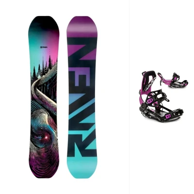 Raven Dahlia Carbon Mint/Pink dámský snowboard + Raven Fastec FT360 black/fuchsia vázání