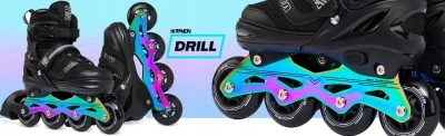 Raven Drill Black/Neo Chrome 2v1 dětské brusle POUZE EU 30-33, pánský (hokejový) (VÝPRODEJ)
