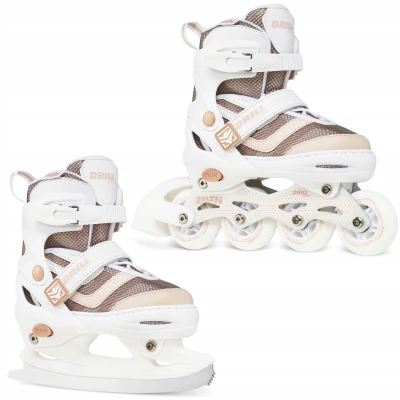 Raven Drill White/Coffee ABEC7 dětské brusle 2v1