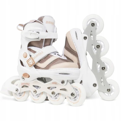 Raven Drill White/Coffee ABEC7 dětské brusle 2v1