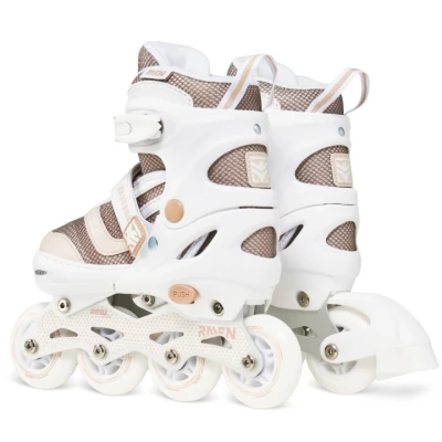 Raven Drill White/Coffee ABEC7 dětské brusle 2v1
